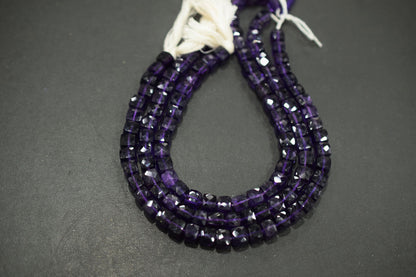 Natural Amethyst Faceted 3D Box Shape Beads , Sold By Strand , 7.00 mm , 10 Inches , BL- 6695