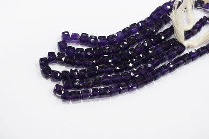 Natural Amethyst Faceted 3D Box Shape Beads , Sold By Strand , 7.00 mm , 10 Inches , BL- 6695
