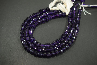 Natural Amethyst Faceted 3D Box Shape Beads , Sold By Strand , 7.00 mm , 10 Inches , BL- 6695