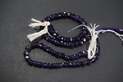 Natural Amethyst Faceted 3D Box Shape Beads , Sold By Strand , 7.50 mm , 10 Inches , BL- 6696