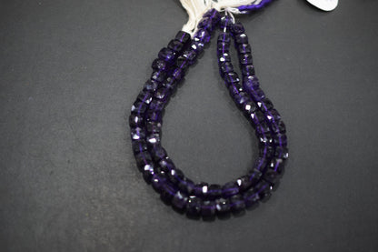 Natural Amethyst Faceted 3D Box Shape Beads , Sold By Strand , 7.50 mm , 10 Inches , BL- 6696