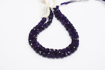 Natural Amethyst Faceted 3D Box Shape Beads , Sold By Strand , 7.50 mm , 10 Inches , BL- 6696