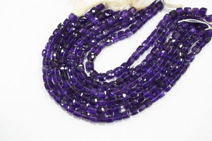 Natural Amethyst Faceted 3D Box Shape Beads , Sold By Strand , 7.00 mm , 10 Inches , BL- 6698