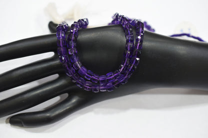 Natural Amethyst Faceted 3D Box Shape Beads , Sold By Strand , 5 - 6 mm , 10 Inches , BL- 6699