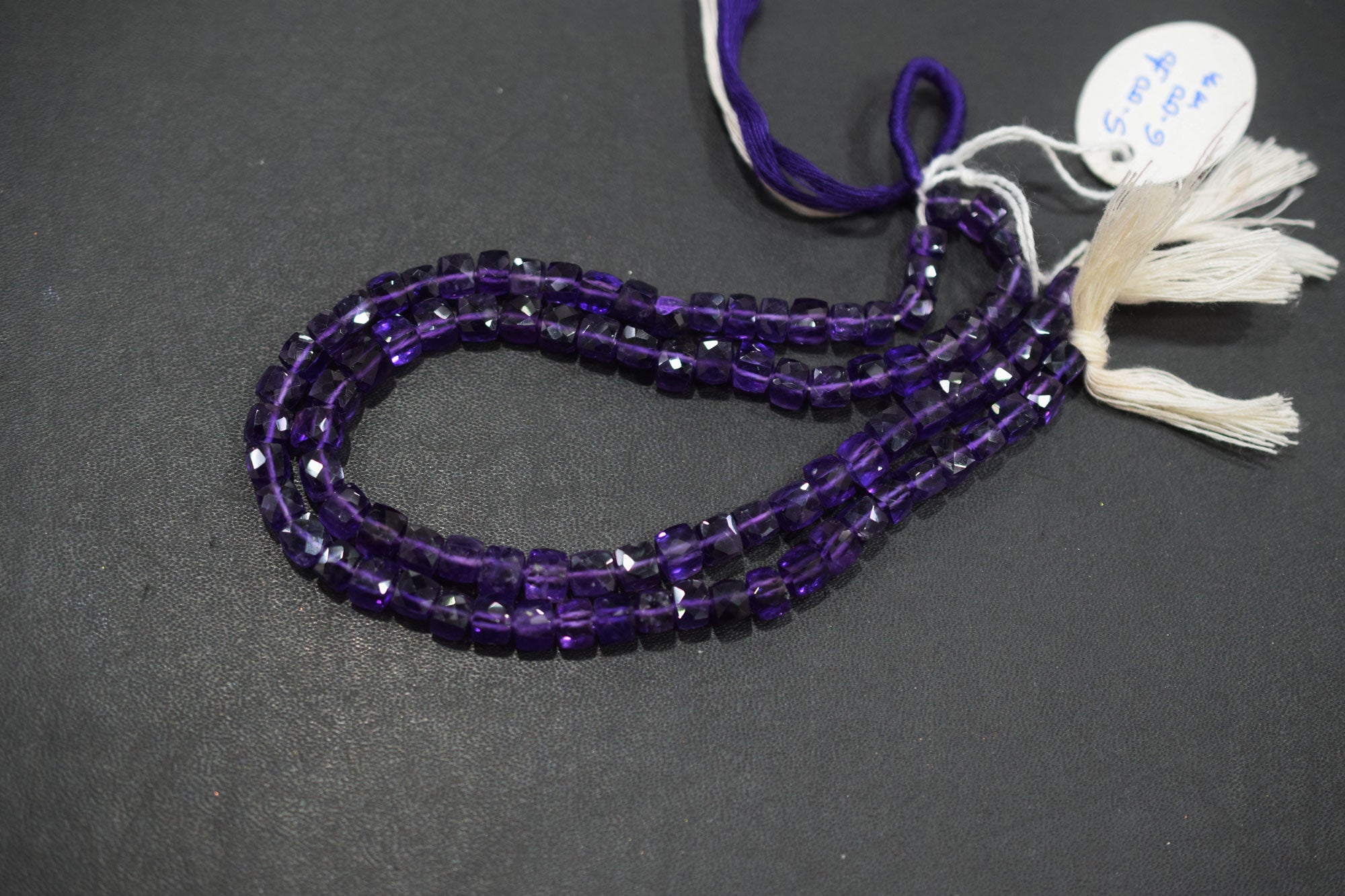 Natural Amethyst Faceted 3D Box Shape Beads , Sold By Strand , 5 - 6 mm , 10 Inches , BL- 6699