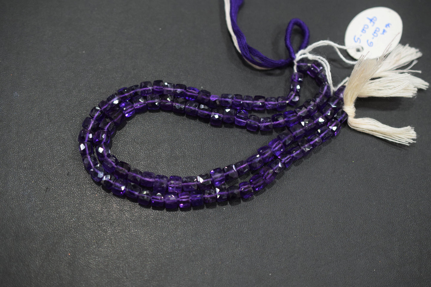 Natural Amethyst Faceted 3D Box Shape Beads , Sold By Strand , 5 - 6 mm , 10 Inches , BL- 6699