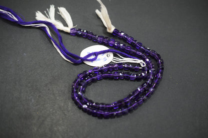 Natural Amethyst Faceted 3D Box Shape Beads , Sold By Strand , 5 - 6 mm , 10 Inches , BL- 6699