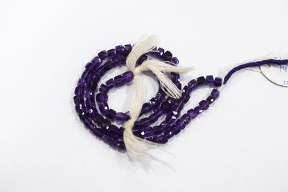 Natural Amethyst Faceted 3D Box Shape Beads , Sold By Strand , 5 - 6 mm , 10 Inches , BL- 6699