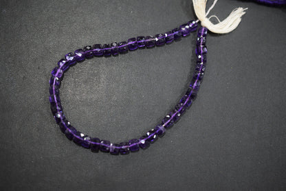 Natural Amethyst Faceted 3D Box Shape Beads , Sold By Strand , 6.00 mm , 10 Inches , BL- 6700