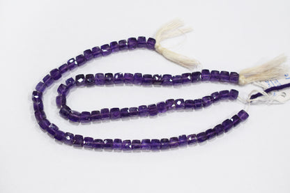 Natural Amethyst Faceted 3D Box Shape Beads , Sold By Strand , 6.50 - 7.00 mm , 10 Inches , BL- 6701