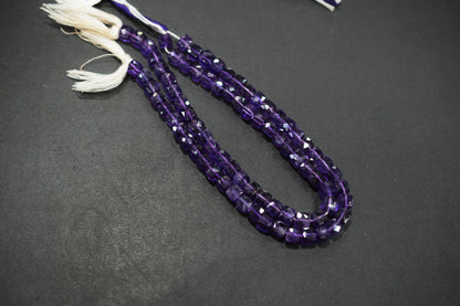 Natural Amethyst Faceted 3D Box Shape Beads , Sold By Strand , 6.50 - 7.00 mm , 10 Inches , BL- 6701