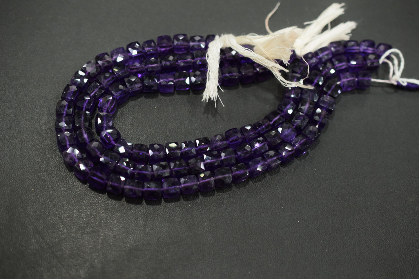 Natural Amethyst Faceted 3D Box Shape Beads , Sold By Strand , 7.00 - 7.50 mm , 10 Inches , BL- 6702