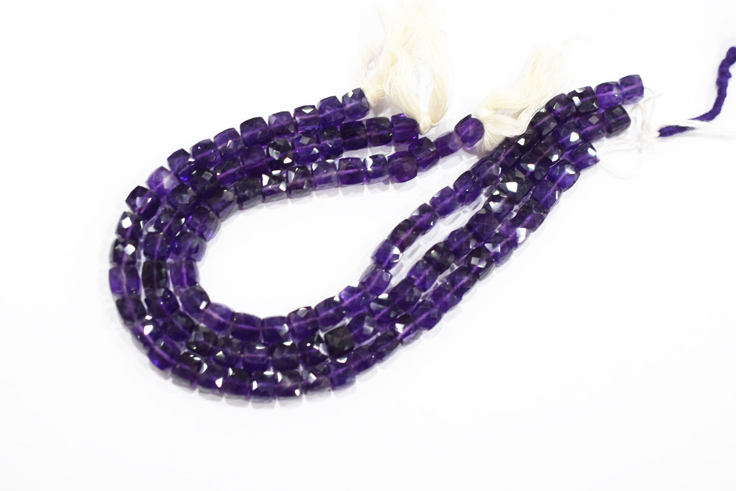 Natural Amethyst Faceted 3D Box Shape Beads , Sold By Strand , 7.00 - 7.50 mm , 10 Inches , BL- 6702