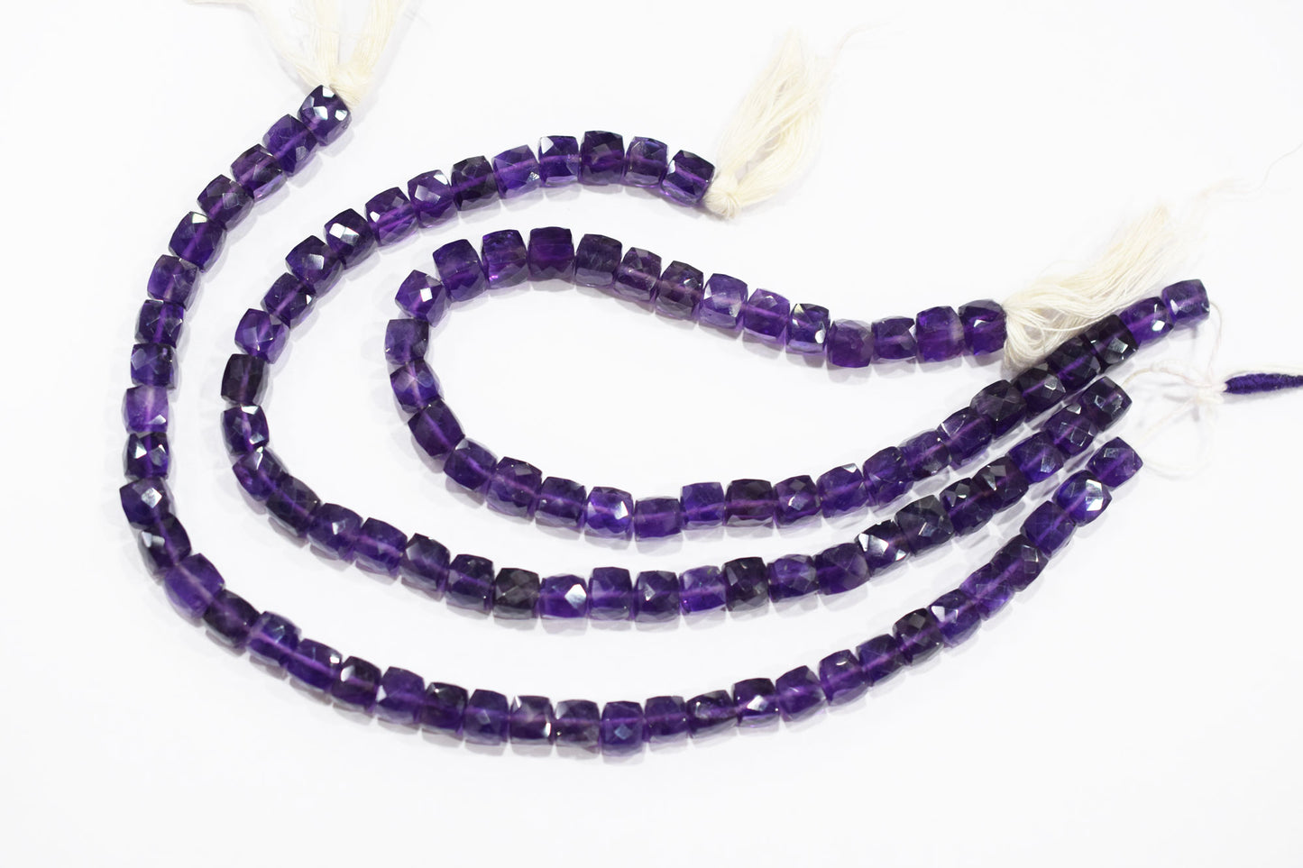Natural Amethyst Faceted 3D Box Shape Beads , Sold By Strand , 7.00 - 7.50 mm , 10 Inches , BL- 6702