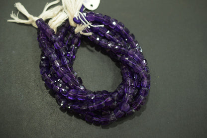 Natural Amethyst Faceted 3D Box Shape Beads , Sold By Strand , 7.50 mm , 10 Inches , BL- 6703
