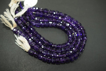 Natural Amethyst Faceted 3D Box Shape Beads , Sold By Strand , 7.50 - 8.50 mm , 10 Inches , BL- 6704