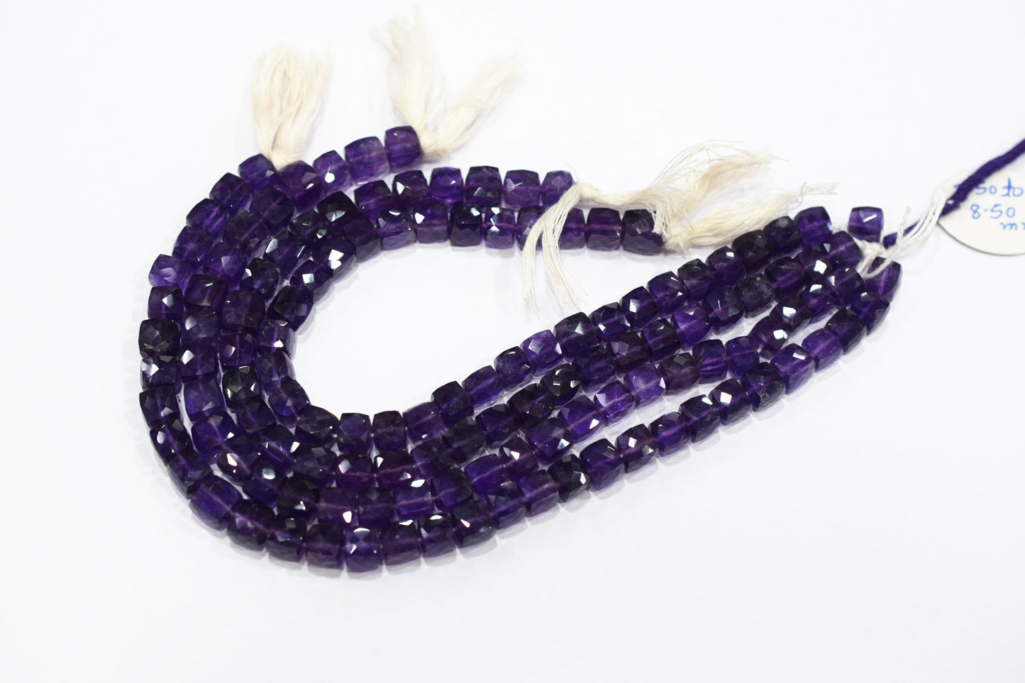 Natural Amethyst Faceted 3D Box Shape Beads , Sold By Strand , 7.50 - 8.50 mm , 10 Inches , BL- 6704