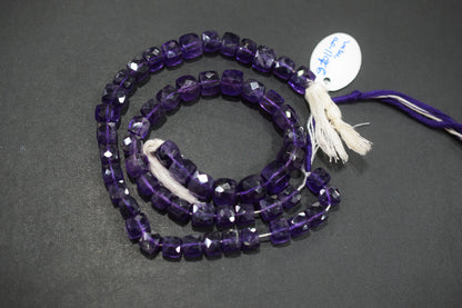 Natural Amethyst Faceted 3D Box Shape Beads , Sold By Strand , 9 - 11 mm , 10 Inches , BL- 6705