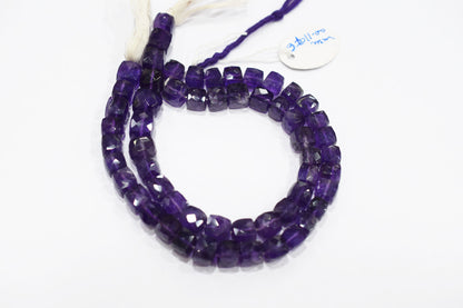 Natural Amethyst Faceted 3D Box Shape Beads , Sold By Strand , 9 - 11 mm , 10 Inches , BL- 6705