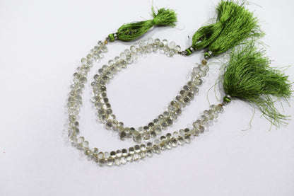 Natural Green Amethyst Faceted Tear Drops Shape Briolettes , Sold By Strand , 4.50x7.50 - 4.50x8 mm , 8", BL- 6707