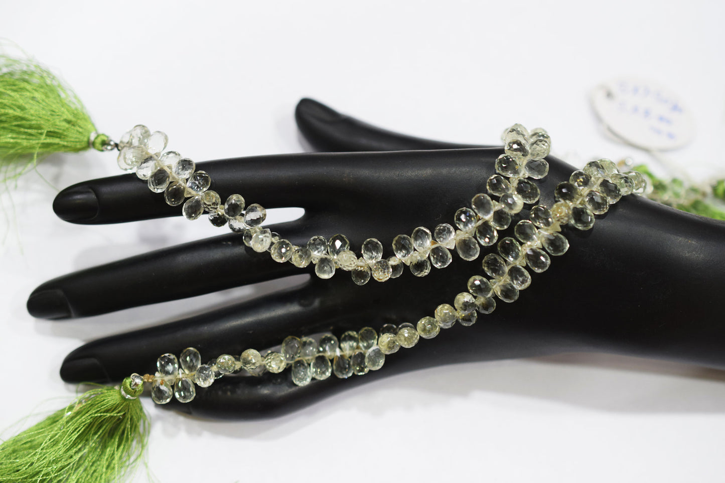 Natural Green Amethyst Faceted Tear Drops Shape Briolettes , Sold By Strand , 5x7.50 - 5x8 mm , 8" , BL- 6708