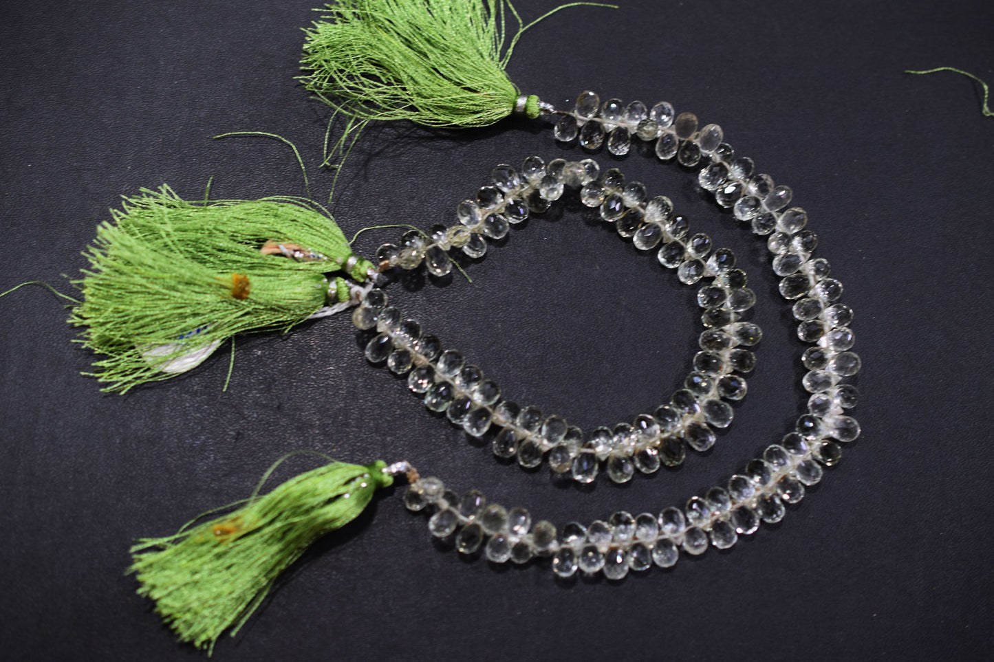 Natural Green Amethyst Faceted Tear Drops Shape Briolettes , Sold By Strand , 5x7.50 - 5x8 mm , 8" , BL- 6708