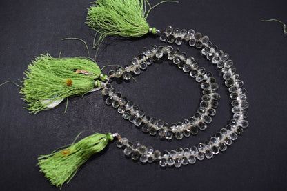 Natural Green Amethyst Faceted Tear Drops Shape Briolettes , Sold By Strand , 5x7.50 - 5x8 mm , 8" , BL- 6708