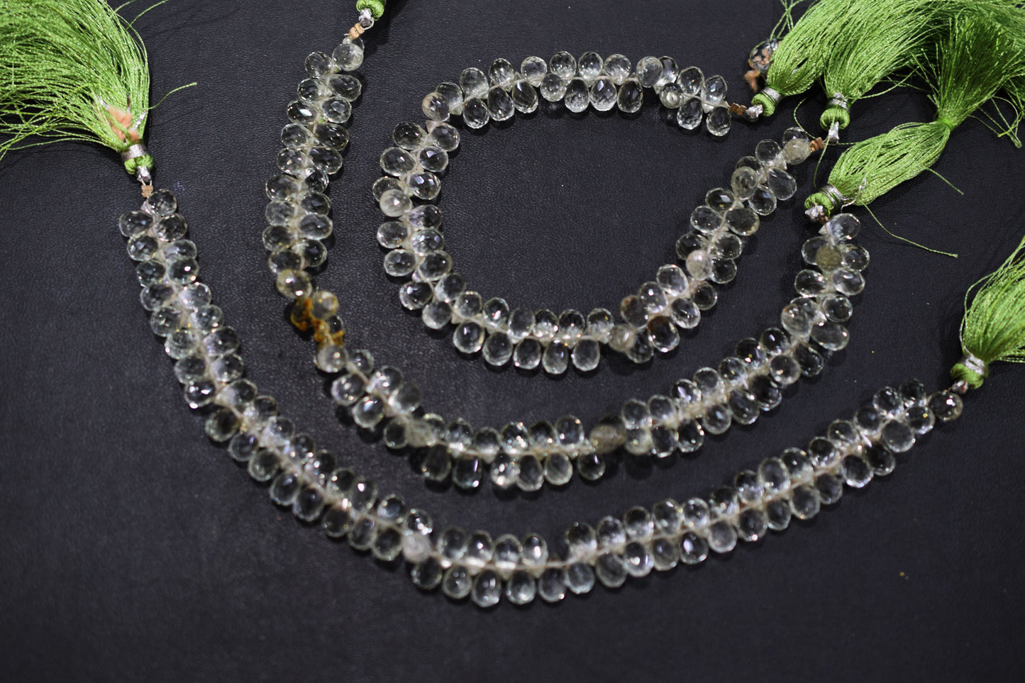 Natural Green Amethyst Faceted Tear Drops Shape Briolettes , Sold By Strand , 5.50x7.50 - 5.50x8 mm , 8", BL- 6709