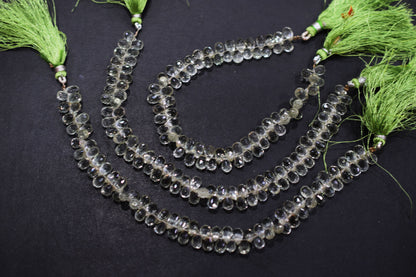 Natural Green Amethyst Faceted Tear Drops Shape Briolettes , Sold By Strand , 5.00x8.00 mm , 8 Inches , BL- 6710