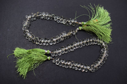 Natural Green Amethyst Faceted Tear Drops Shape Briolettes , Sold By Strand , 5.00x8.00 mm , 8 Inches , BL- 6710
