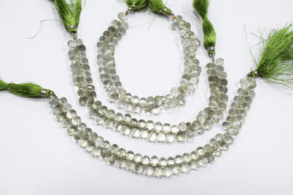 Natural Green Amethyst Faceted Tear Drops Shape Briolettes , Sold By Strand , 6.00x9.00 mm , 8 Inches , BL- 6711