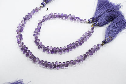 Natural Pink Amethyst Faceted Tear Drops Shape Briolettes , Sold By Strand , 4.25x6 - 4.25x6 mm , 8" , BL- 6714