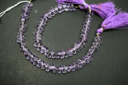 Natural Pink Amethyst Faceted Tear Drops Shape Briolettes , Sold By Strand , 4.50x6 - 5x8 mm , 8" , BL- 6716