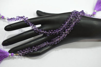 Natural Pink Amethyst Faceted Tear Drops Shape Briolettes , Sold By Strand , 4.5x6.5 - 4.5x7.5 mm , 8", BL- 6718