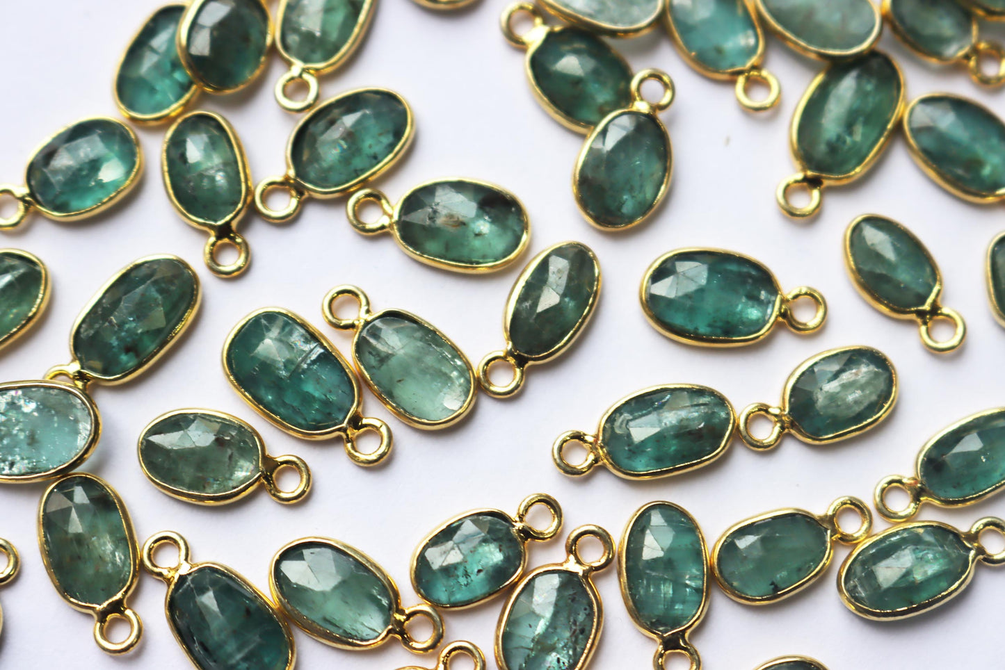 Natural Forest Green Kyanite Faceted Slice Shape Connector , Sold By Piece , 5 - 11 mm , RB-7271