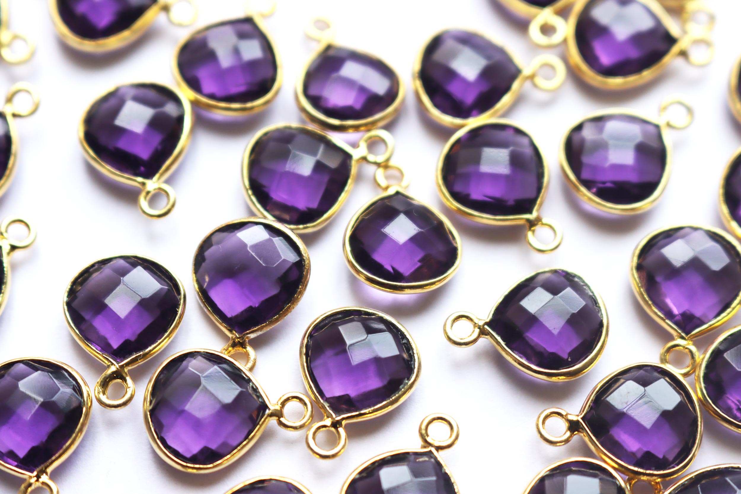 Amethyst Hydro Glass Faceted Heart Shape Connector , Sold By Piece , 10 mm , RB-7273