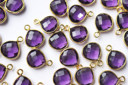 Amethyst Hydro Glass Faceted Heart Shape Connector , Sold By Piece , 10 mm , RB-7273