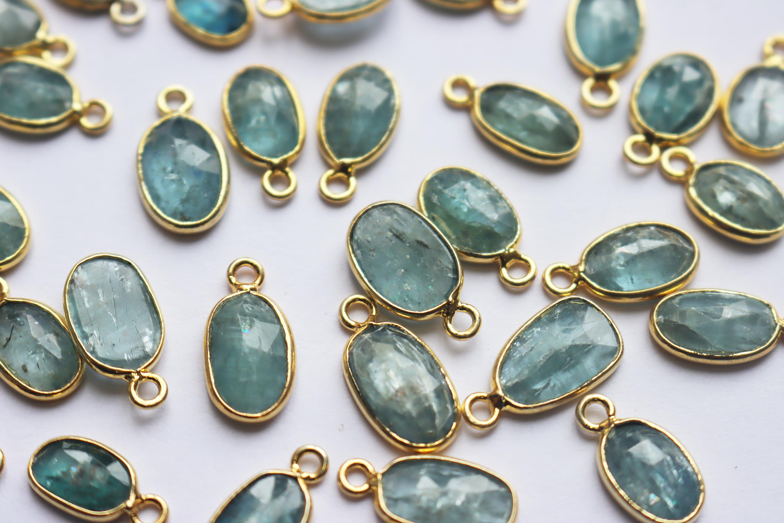 Natural Sky Blue Kyanite Faceted Slice Shape Connector , Sold By Piece , 5x8 - 8x15 mm , RB-7277