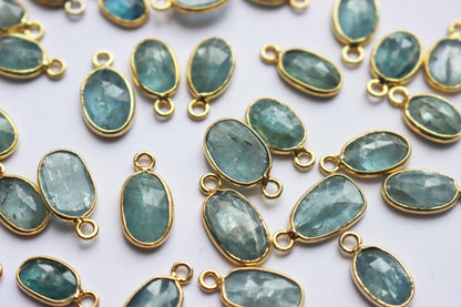 Natural Sky Blue Kyanite Faceted Slice Shape Connector , Sold By Piece , 5x8 - 8x15 mm , RB-7277