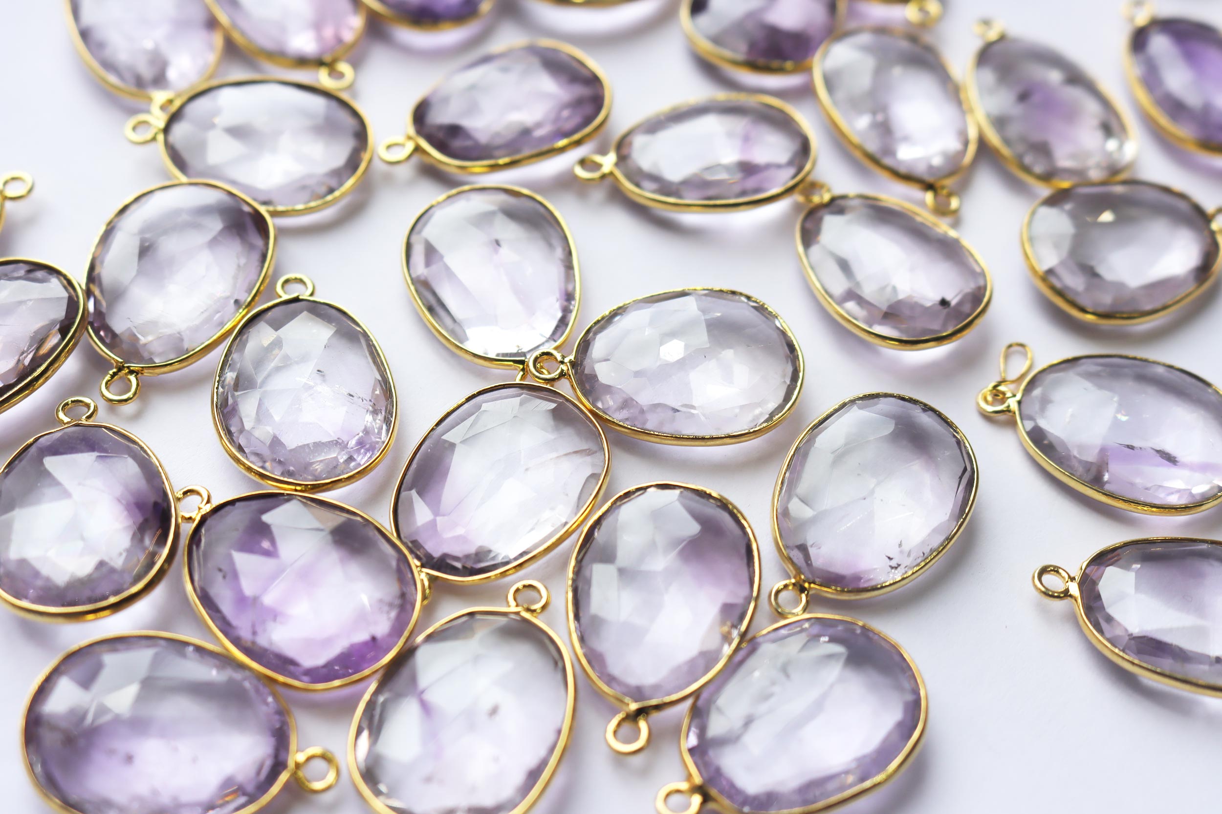 Natural Light Pink Amethyst Faceted Egg Shape Connector , Sold By Piece , 15x20 mm , RB-7291