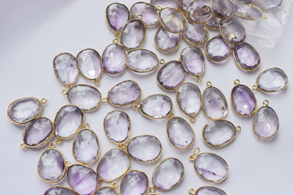 Natural Light Pink Amethyst Faceted Egg Shape Connector , Sold By Piece , 15x20 mm , RB-7291