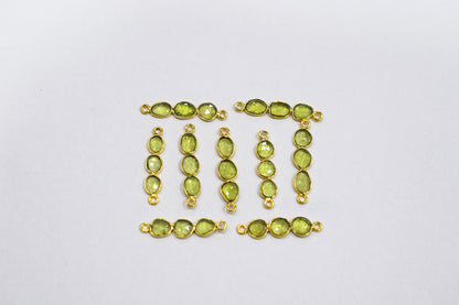 Natural Peridot Faceted Bar Connector , Natural Peridot Double Bail Bezel Charm Connector , Sold By Piece , 25 - 30 mm , 7300