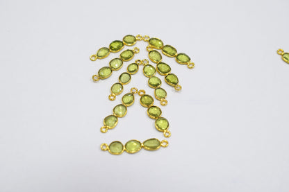 Natural Peridot Faceted Bar Connector , Natural Peridot Double Bail Bezel Charm Connector , Sold By Piece , 25 - 30 mm , 7300