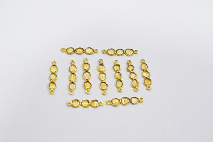 Natural Citrine Faceted Bar Connector , Natural Citrine Double Bail Bezel Charm Connector , Sold By Piece , 25 - 30 mm , 7301
