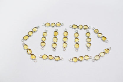 Natural Citrine Faceted Bar Connector , Natural Citrine Double Bail Bezel Charm Connector , Sold By Piece , 25 - 30 mm , 7301