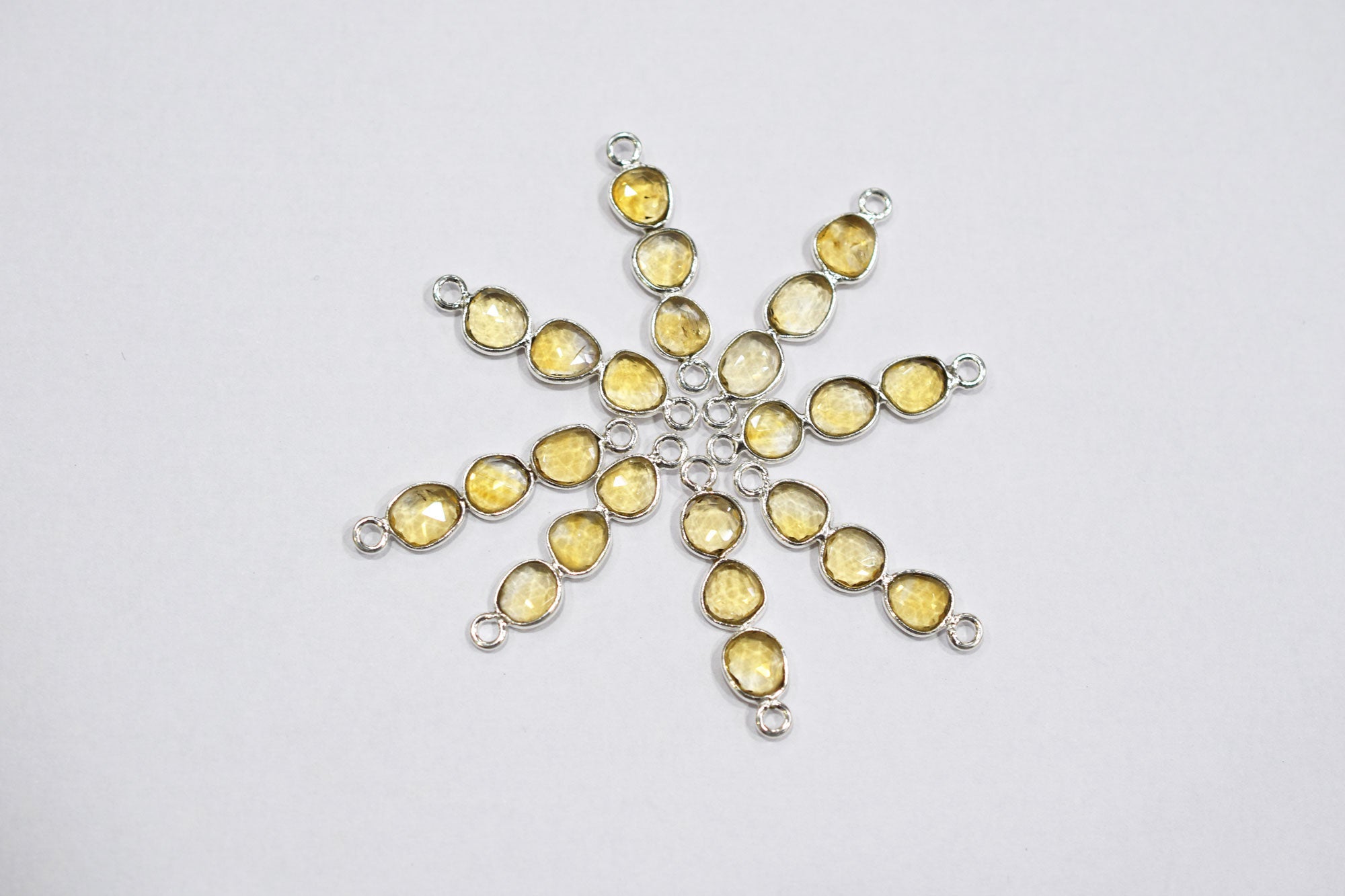Natural Citrine Faceted Bar Connector , Natural Citrine Double Bail Bezel Charm Connector , Sold By Piece , 25 - 30 mm , 7301