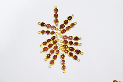 Mozambique Garnet Faceted Bar Connector , Mozambique Garnet Double Bail Bezel Charm Connector , Sold By Piece , 25 - 30 mm , 7302