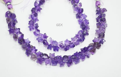 Amethyst Faceted Star Shape Beads , Amethyst Star Shape Briolettes , Sold By Strand , 8 - 9 mm , 8 Inches , BL-2682