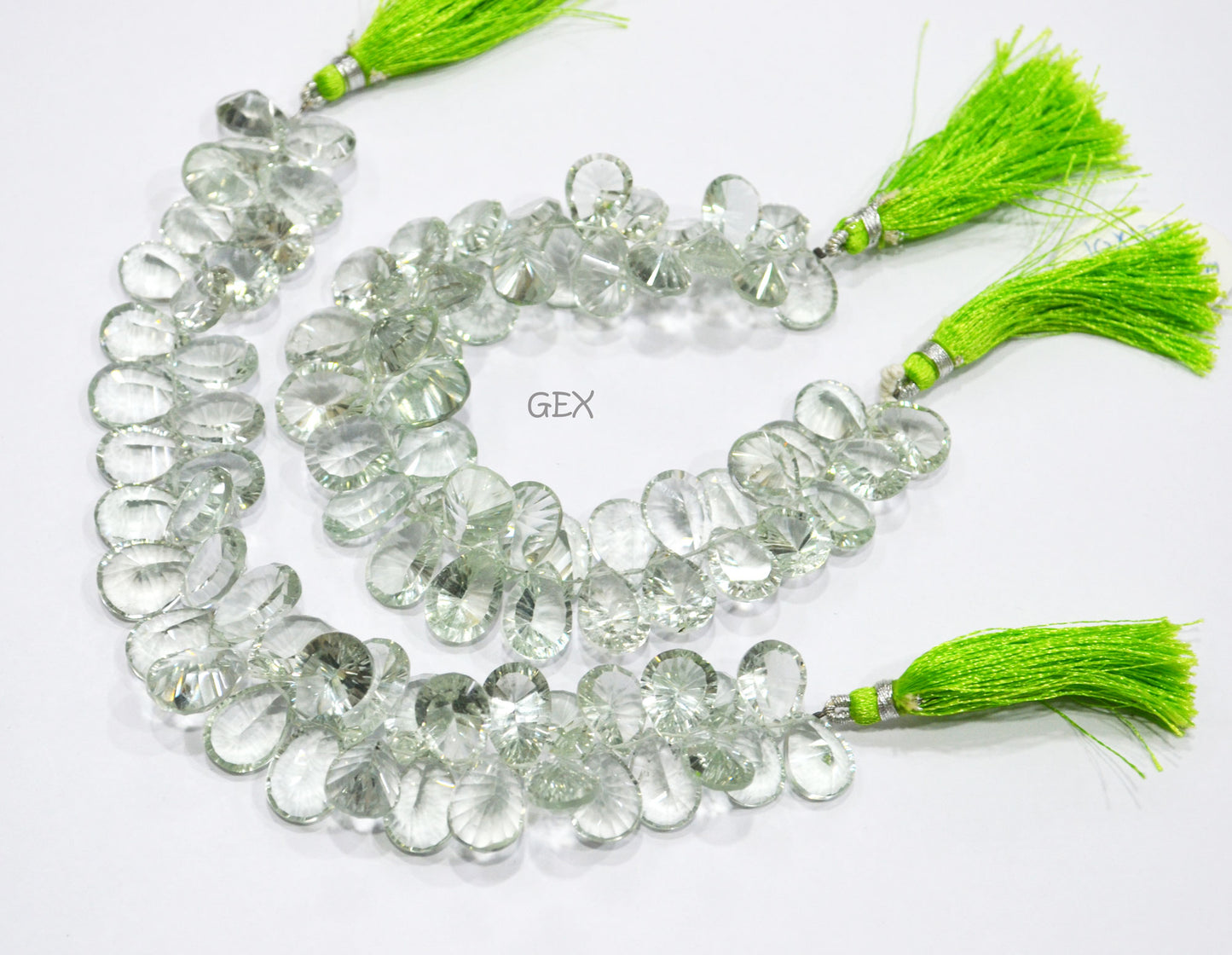Green Amethyst Concave Cut Pear Shape Beads , Green Amethyst Concave Cut Briolettes , Sold By Strand , 10x13 - 12x16 mm , 7.50 Inches , BL-2688