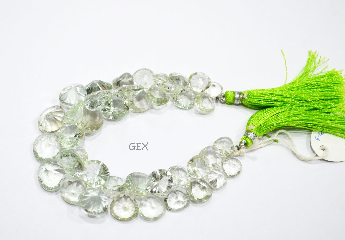 Green Amethyst Concave Cut Heart Shape Beads , Green Amethyst Concave Cut Briolettes , Sold By Strand , 10x10 - 14x14 mm , 7 Inches , BL-2689